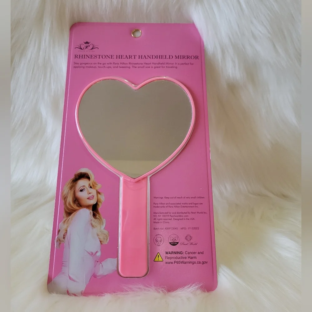 🩷🎀PARIS HILTON RHINESTONE HEART HANDHELD MIRROR🎀🩷 - Picture 3 of 4